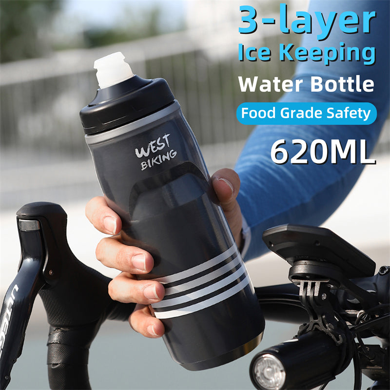 WEST BIKING YP0721046 Sport Insulated Water Bottle Cycling Squeeze PP5 Water Container 620ml (BPA Free, No FDA Certificate)