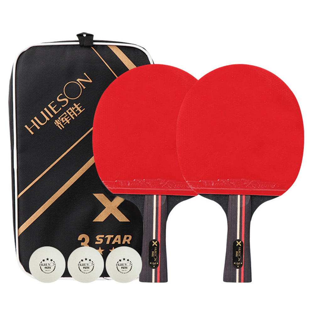 HUIESON HS-D-P01 3-Star Wood Table Tennis Bat Racquet Beginner Ping Pong Paddle with Balls