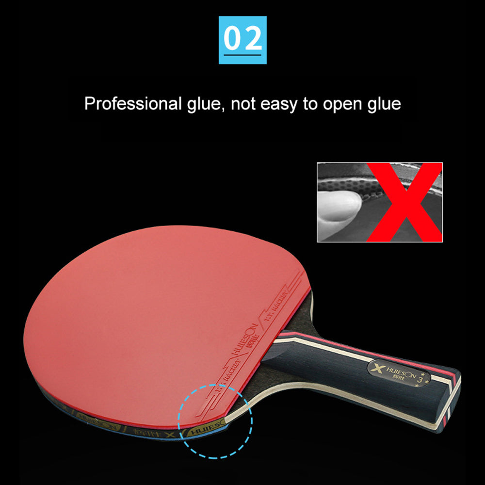 HUIESON HS-D-P01 3-Star Wood Table Tennis Bat Racquet Beginner Ping Pong Paddle with Balls