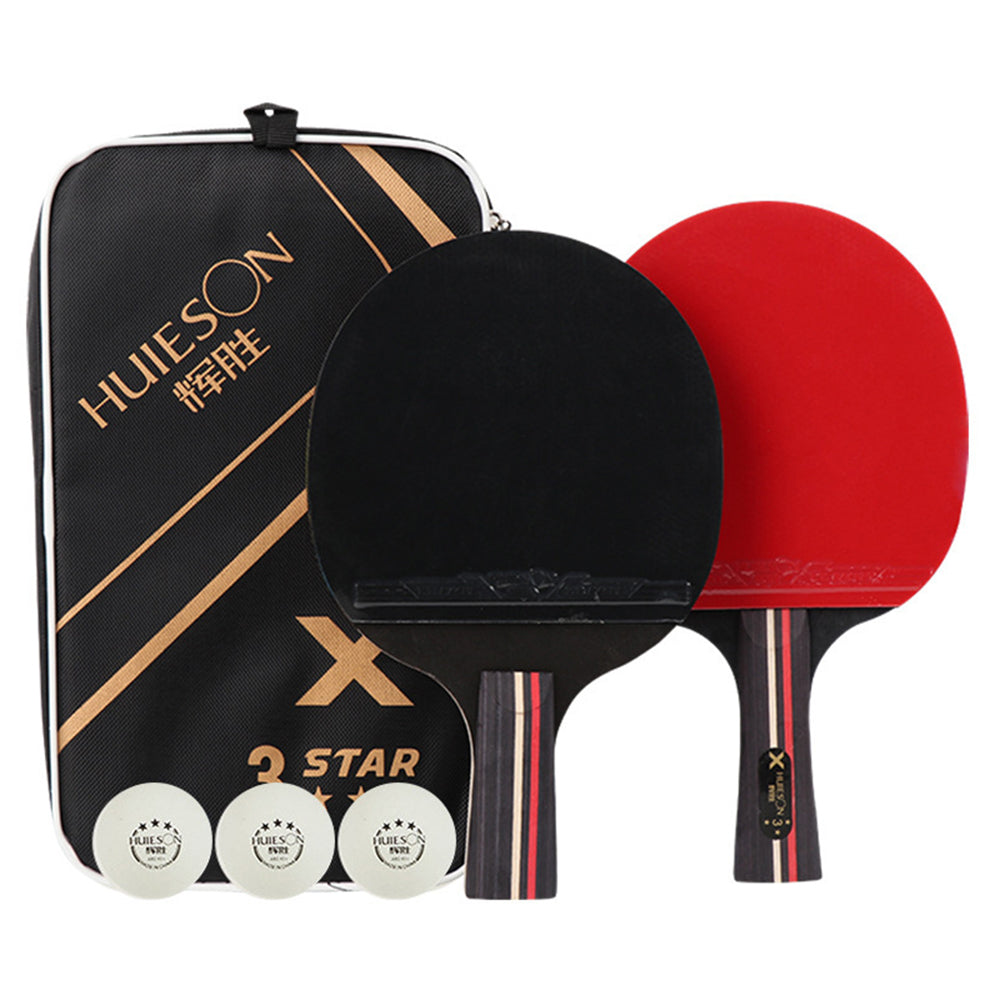 HUIESON HS-D-P01 3-Star Wood Table Tennis Bat Racquet Beginner Ping Pong Paddle with Balls