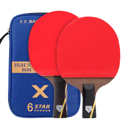 HUIESON 6-Star Wood and Carbon Table Tennis Racket Ping Pong Paddle with Carry Case