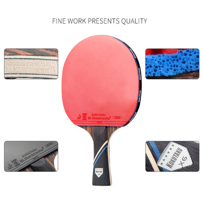 KOKUTAKU 2PCS  /  Set 6-Star Table Tennis Racket Beginner Ping Pong Paddle with Carry Case