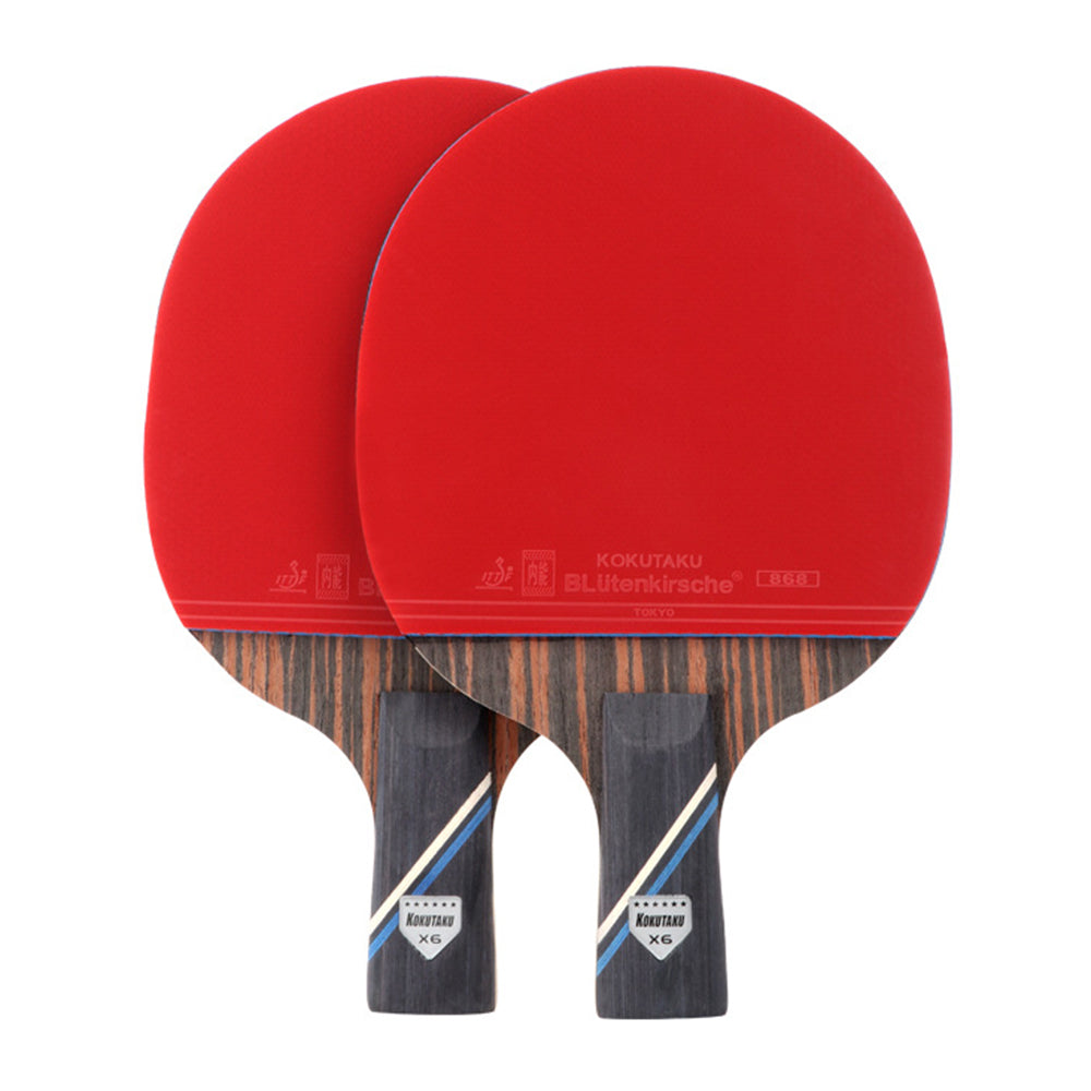 KOKUTAKU 2PCS  /  Set 6-Star Table Tennis Racket Beginner Ping Pong Paddle with Carry Case