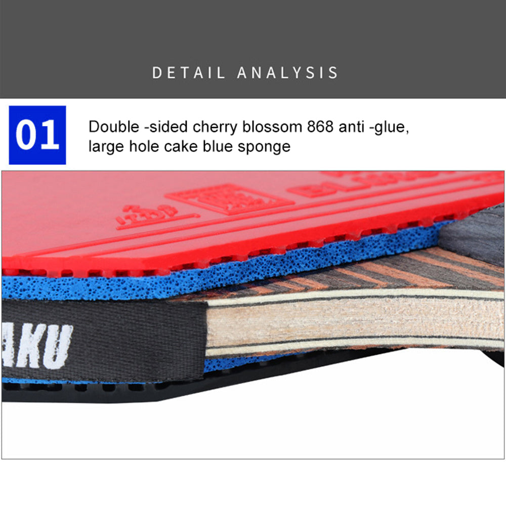 KOKUTAKU 2PCS  /  Set 6-Star Table Tennis Racket Beginner Ping Pong Paddle with Carry Case