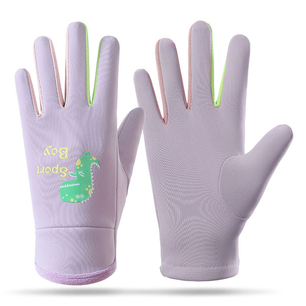 AOTU 1 Pair Winter Children Waterproof Gloves Kids Sports Reflective Fleece Lining Mittens (For 8-13 Years Old)