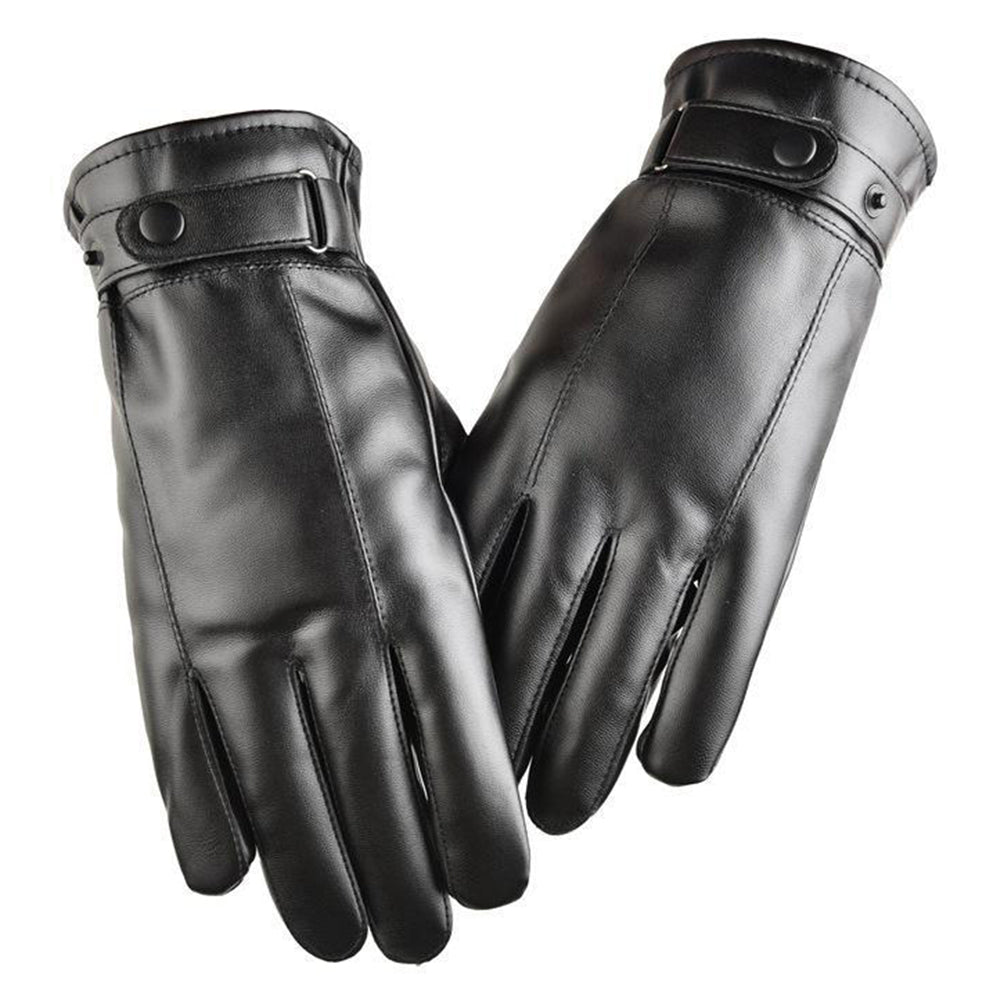 AOTU 1 Pair Touch Screen Men Cycling Gloves Full Finger Waterproof PU Leather Warm Mittens