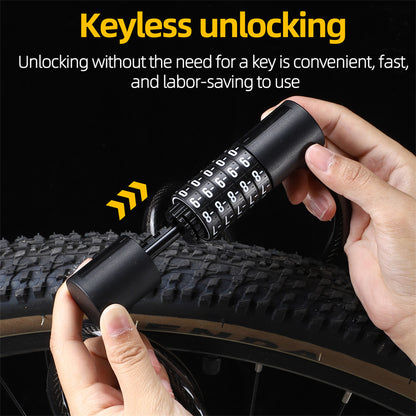 WEST BIKING YP0705088 1.5m MTB Road Bike Anti-theft Password Lock PVC Wrapped Steel Cable Lock