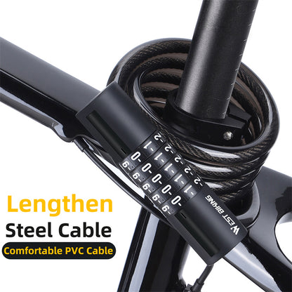 WEST BIKING YP0705088 1.5m MTB Road Bike Anti-theft Password Lock PVC Wrapped Steel Cable Lock