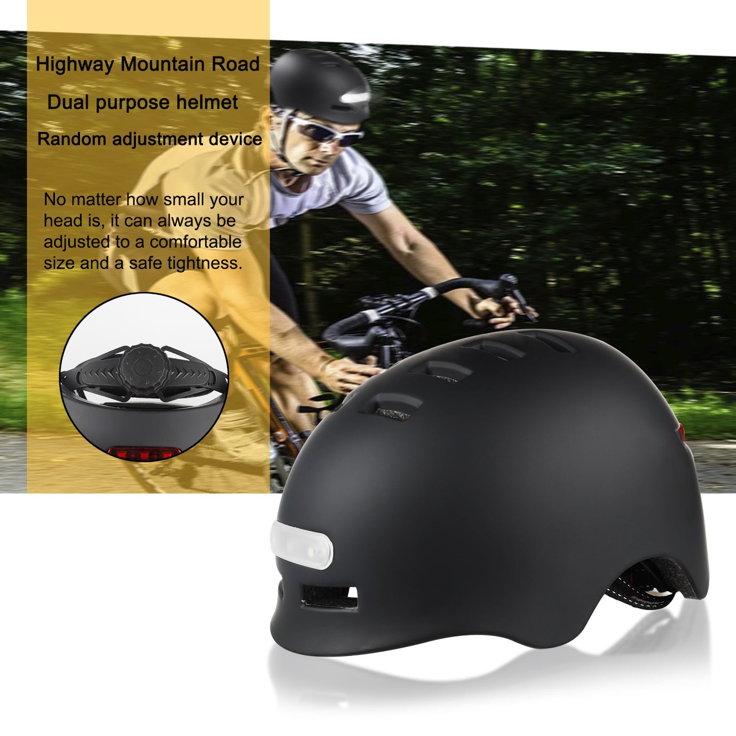 KY-Z002 Adult Bicycle Cycling Helmet EPS+PC Anti-impact Safety Helmet with Front and Rear Light