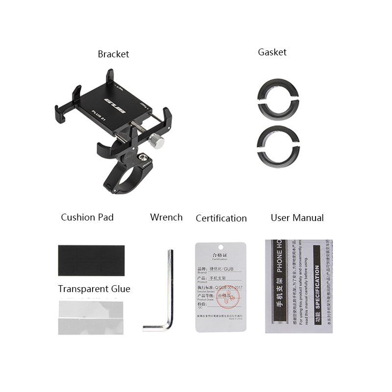 GUB PLUS 21 Aluminum Alloy Bike Phone Holder Rotatable Bicycle Handlebar Mount Cellphone Bracket