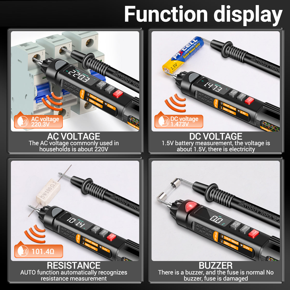 ANENG A3009 Voice Broadcast Multifunction Digital Multimeter Set Portable Handheld Pen Tester