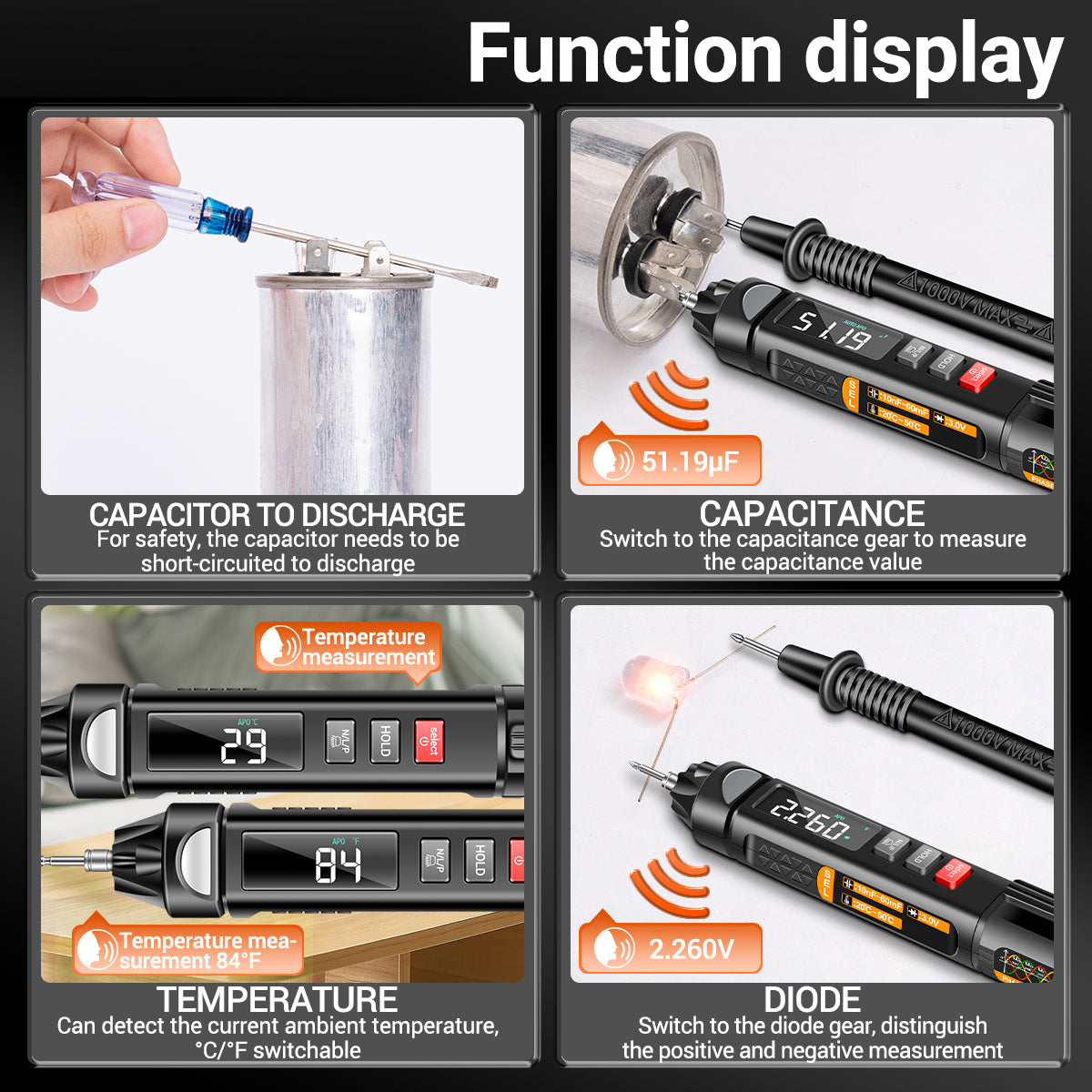 ANENG A3009 Voice Broadcast Multifunction Digital Multimeter Set Portable Handheld Pen Tester