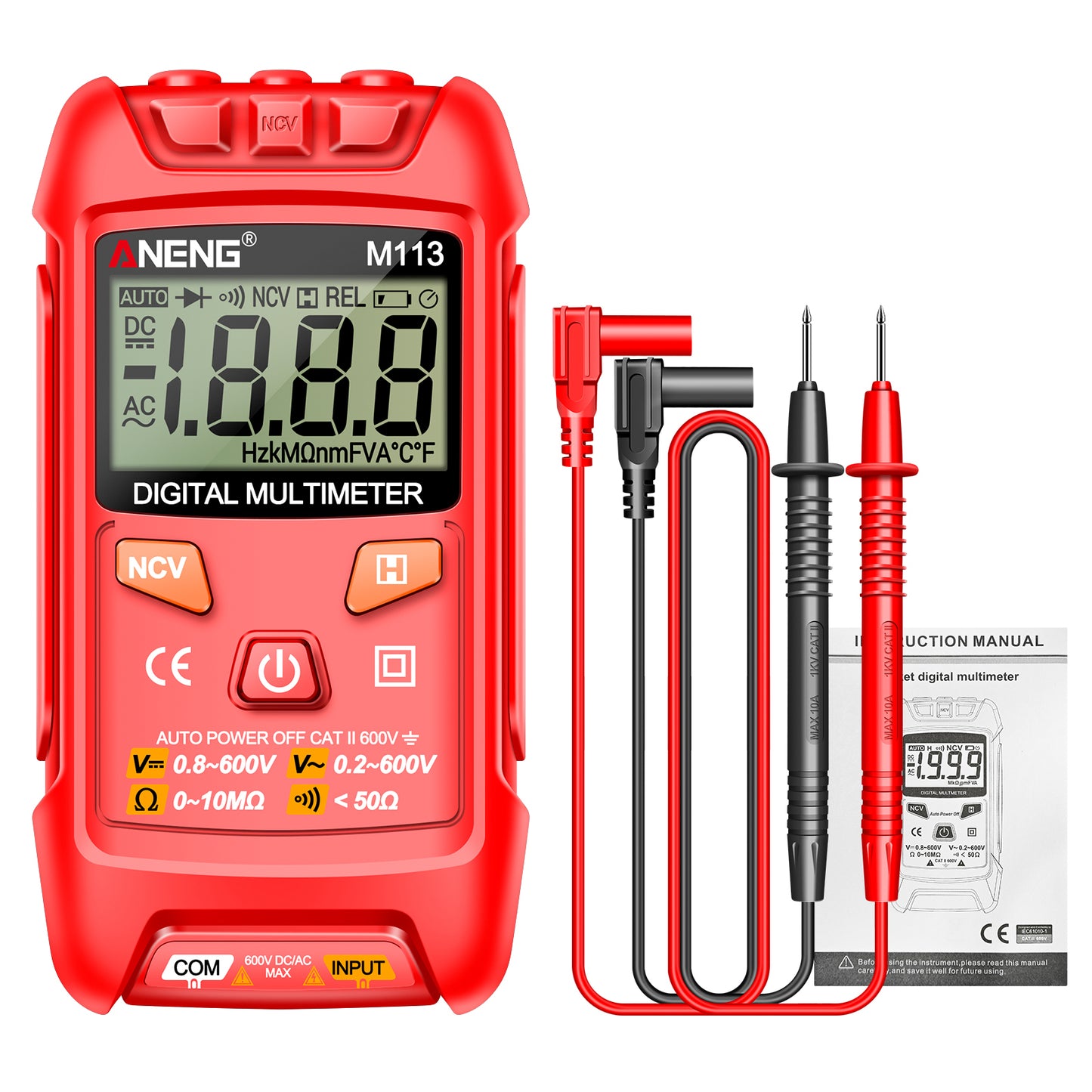 ANENG M113 1999 Counts Mini Digital Multimeter AC / DC Voltage Meter Ohm NCV Resistance Volt Tester Electricity Tool