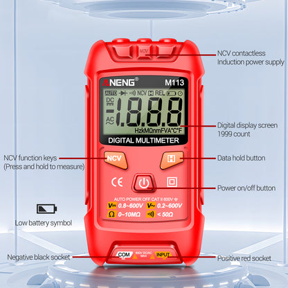 ANENG M113 1999 Counts Mini Digital Multimeter AC / DC Voltage Meter Ohm NCV Resistance Volt Tester Electricity Tool