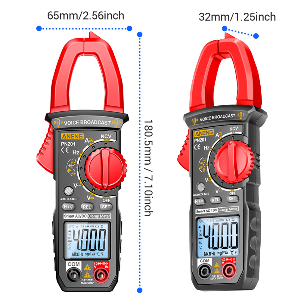 ANENG PN201 Voice Meter Clamp Multimeter DC / AC Current Voltage Tester 4000 Counts MultIi-tester NCV Ohm Capacitance Test Tool