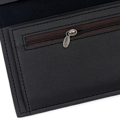 POLC 993-7 Dual Color Splicing PU Leather Men Long Wallet Tri-fold Large Capacity Wallet