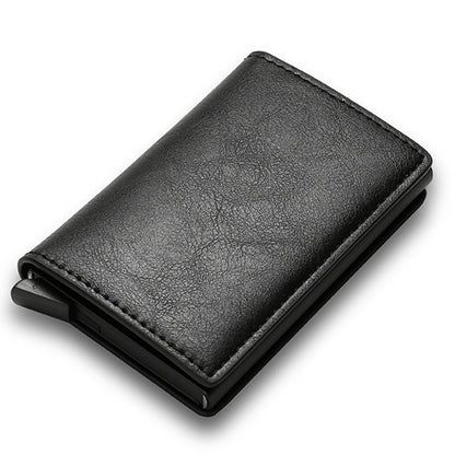 RFID Blocking Automatic Pop Up PU Leather + Aluminum Alloy Credit Card Holder Case Pocket Wallet