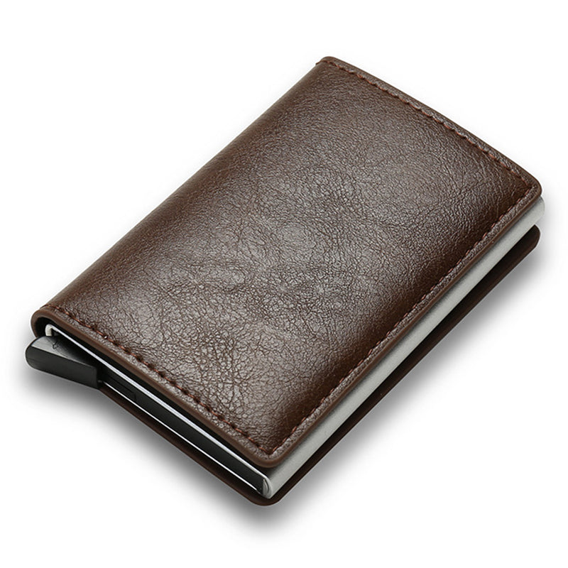 RFID Blocking Automatic Pop Up PU Leather + Aluminum Alloy Credit Card Holder Case Pocket Wallet