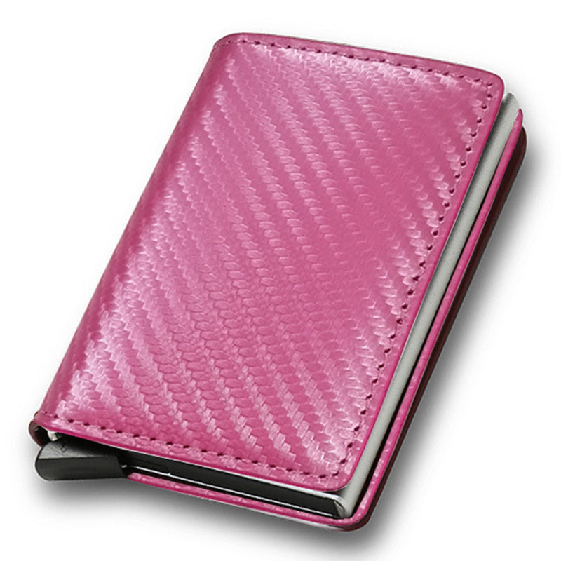 RFID Blocking Automatic Pop Up PU Leather + Aluminum Alloy Credit Card Holder Case Pocket Wallet