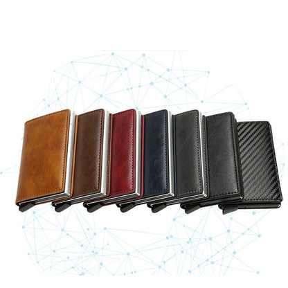 RFID Blocking Automatic Pop Up PU Leather + Aluminum Alloy Credit Card Holder Case Pocket Wallet