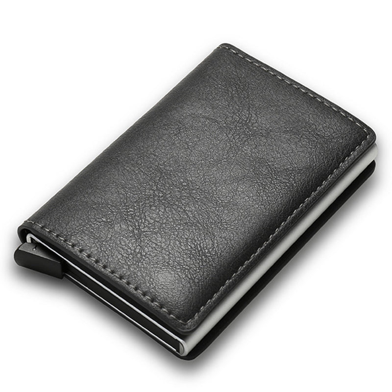 RFID Blocking Automatic Pop Up PU Leather + Aluminum Alloy Credit Card Holder Case Pocket Wallet