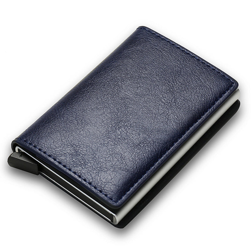 RFID Blocking Automatic Pop Up PU Leather + Aluminum Alloy Credit Card Holder Case Pocket Wallet