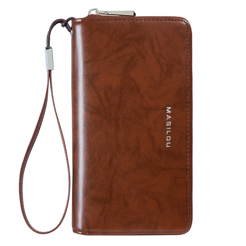 RFID Blocking Card Slots Wallet Split Leather Clutch Hand Bag Purse Cell Phone Holster Pouch Credit Card Holder