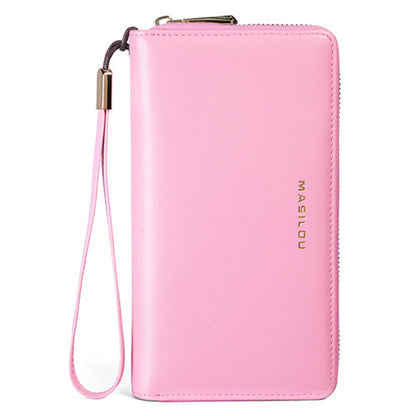 RFID Blocking Card Slots Wallet Split Leather Clutch Hand Bag Purse Cell Phone Holster Pouch Credit Card Holder