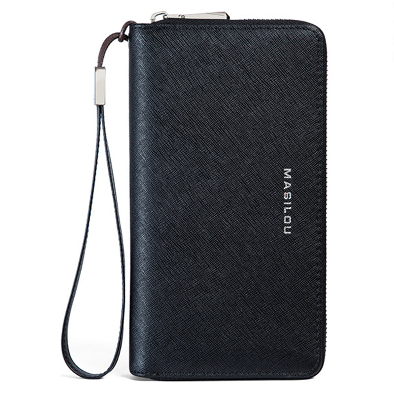 RFID Blocking Card Slots Wallet Split Leather Clutch Hand Bag Purse Cell Phone Holster Pouch Credit Card Holder