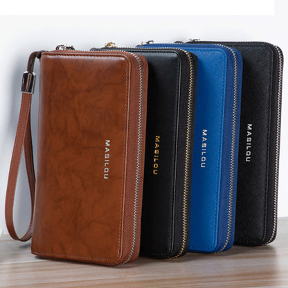 RFID Blocking Card Slots Wallet Split Leather Clutch Hand Bag Purse Cell Phone Holster Pouch Credit Card Holder