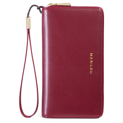 RFID Blocking Card Slots Wallet Split Leather Clutch Hand Bag Purse Cell Phone Holster Pouch Credit Card Holder