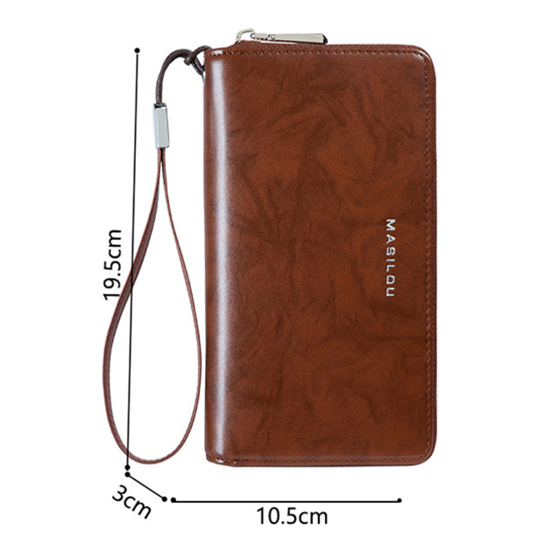 RFID Blocking Card Slots Wallet Split Leather Clutch Hand Bag Purse Cell Phone Holster Pouch Credit Card Holder