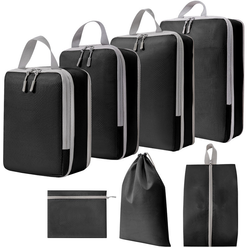 7PCS Polyester Packing Cubes Set Travel Luggage Packing Organizers Compression Storage Bags for Men Women