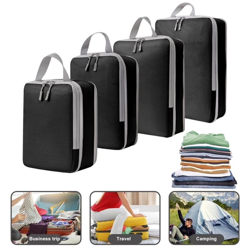 7PCS Polyester Packing Cubes Set Travel Luggage Packing Organizers Compression Storage Bags for Men Women