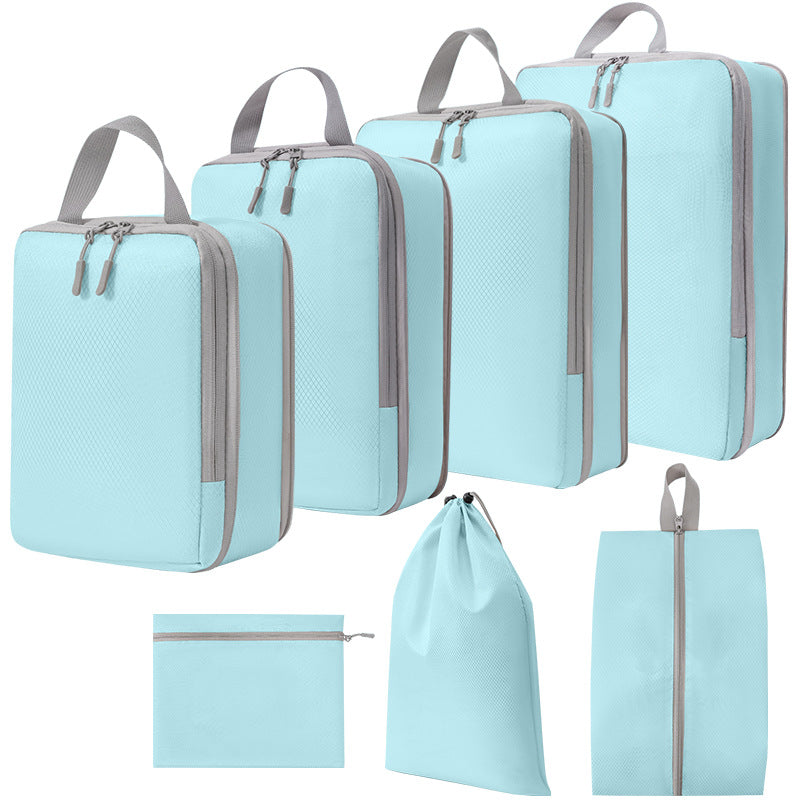 7PCS Polyester Packing Cubes Set Travel Luggage Packing Organizers Compression Storage Bags for Men Women