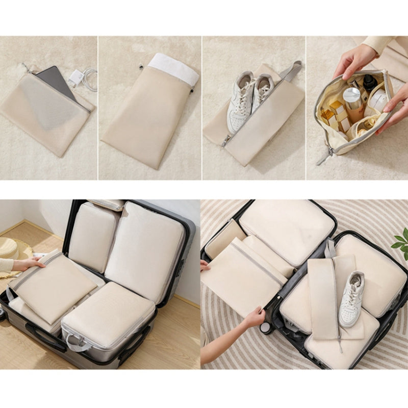 7PCS Polyester Packing Cubes Set Travel Luggage Packing Organizers Compression Storage Bags for Men Women