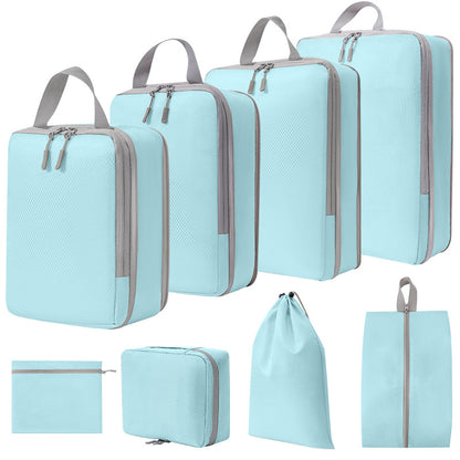 8PCS Travel Luggage Case Bags Polyester Compression Packing Cubes Organizer Pouches for Makeup, Toiletries, Clothes