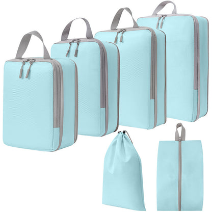 6PCS Large Compression Packing Cubes Polyester Luggage Organizer Bags Pouches Set for Travel Essentials