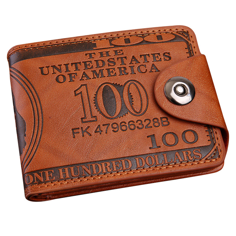 Creative Men's Wallet Purse PU Leather 100 Dollar Bill Money Bifold Card Holder