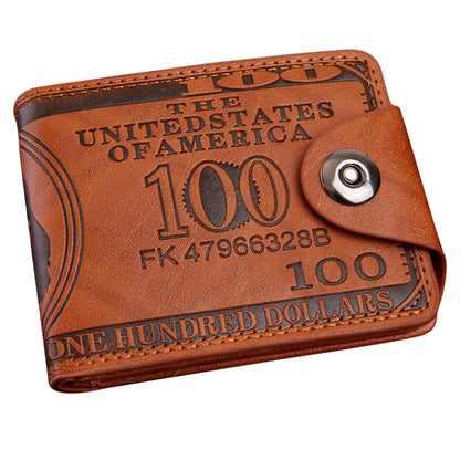 Creative Men's Wallet Purse PU Leather 100 Dollar Bill Money Bifold Card Holder