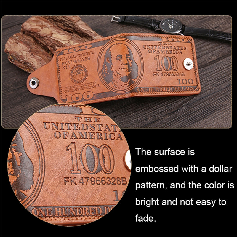 Creative Men's Wallet Purse PU Leather 100 Dollar Bill Money Bifold Card Holder