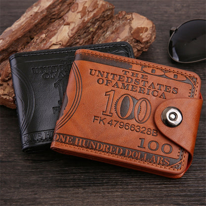 Creative Men's Wallet Purse PU Leather 100 Dollar Bill Money Bifold Card Holder