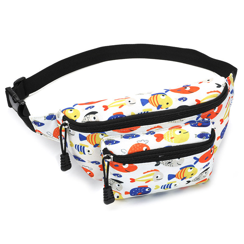 Cartoon Pattern Kids Waist Pack Adjustable Strap Oxford Cloth Children Chest Pouch Bumbag