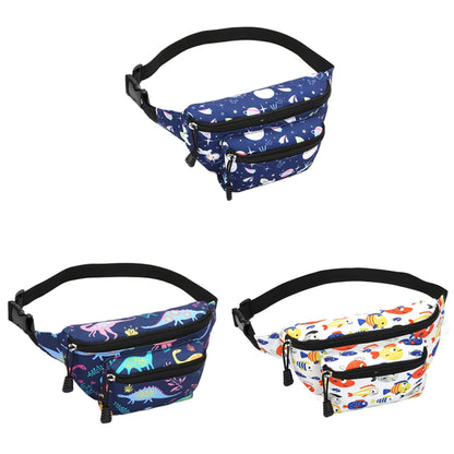 Cartoon Pattern Kids Waist Pack Adjustable Strap Oxford Cloth Children Chest Pouch Bumbag