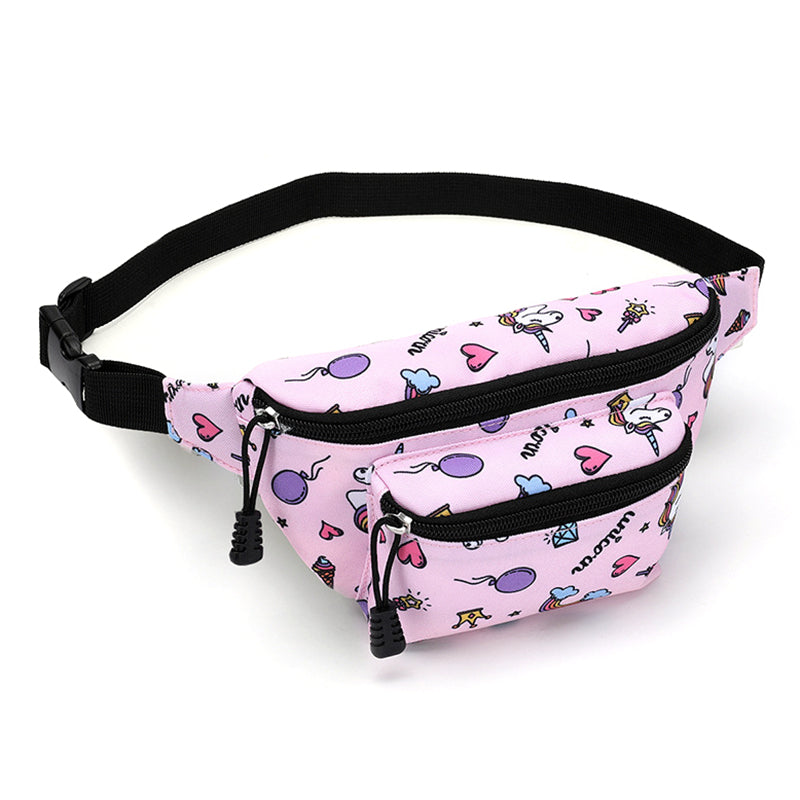 Cartoon Pattern Kids Waist Pack Adjustable Strap Oxford Cloth Children Chest Pouch Bumbag