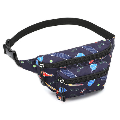 Cartoon Pattern Kids Waist Pack Adjustable Strap Oxford Cloth Children Chest Pouch Bumbag