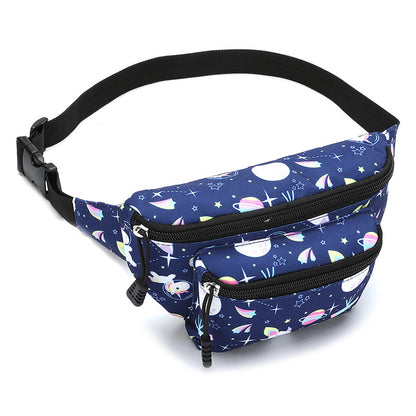 Cartoon Pattern Kids Waist Pack Adjustable Strap Oxford Cloth Children Chest Pouch Bumbag