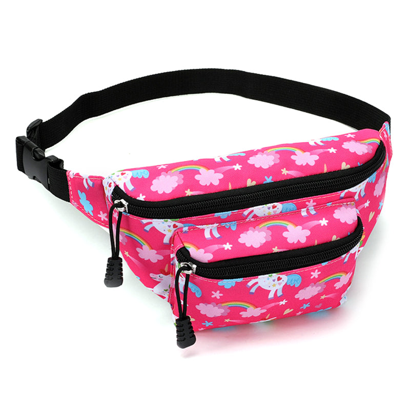 Cartoon Pattern Kids Waist Pack Adjustable Strap Oxford Cloth Children Chest Pouch Bumbag