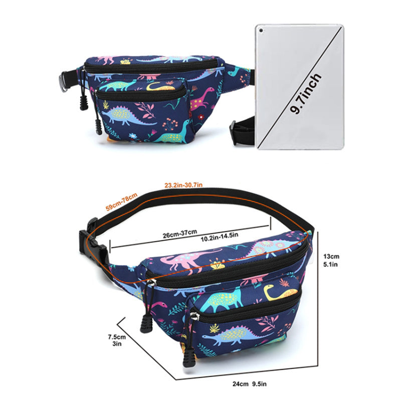 Cartoon Pattern Kids Waist Pack Adjustable Strap Oxford Cloth Children Chest Pouch Bumbag