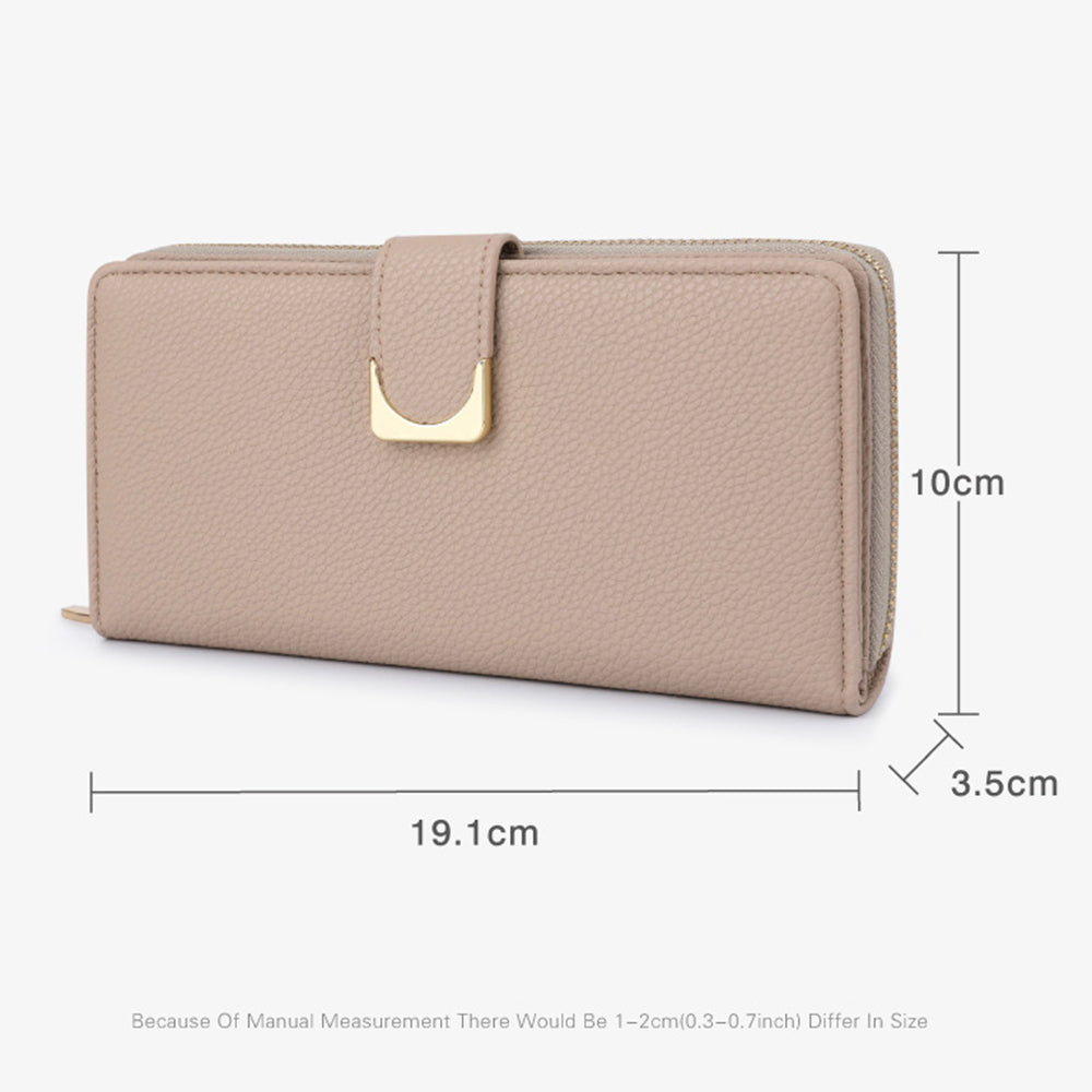 TAILIAN T2808-001 Stylish Litchi Texture Women Long Wallet Zipper Pocket PU Leather Purse